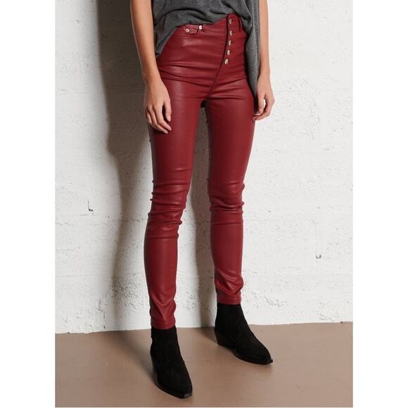 The Kooples Pants - NWT The Kooples Red Leather-Effect Skinny Jeans Size 27